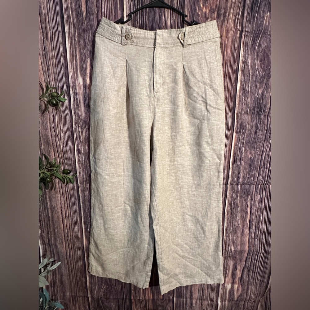 Nicole Miller Natural Linen Trousers